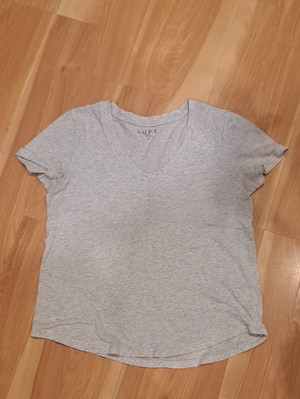 LOFT Light Gray V-Neck Short Sleeve Tee